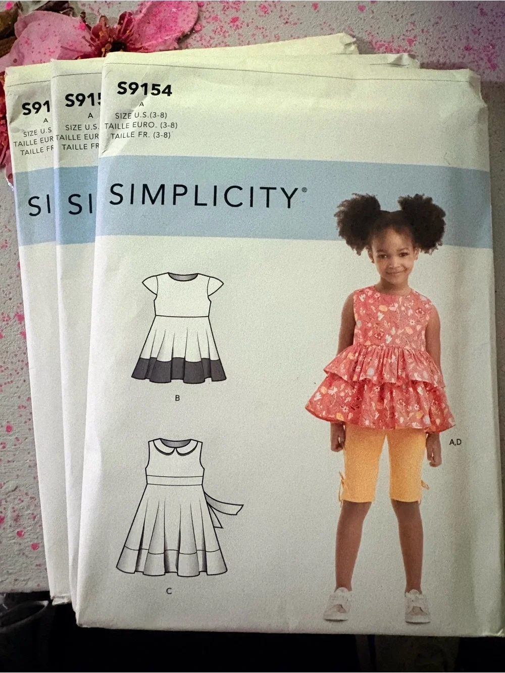 BN UNCUT SIMPLICITY 9154 A TODDLERS DRESS SEWING PATTERNS